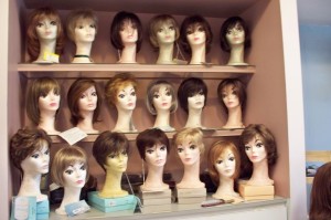 Assorted display of Hair Pieces and Wigs